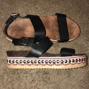 Black platform sandals